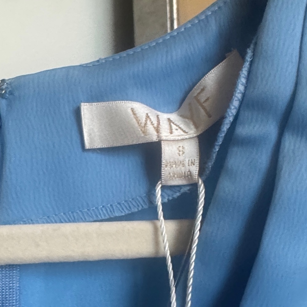NWT Wayf Light Blue Midi Wrap Dress - Picture 7 of 7